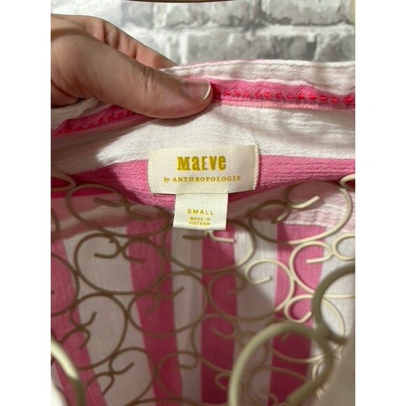 Maeve‎ Blouse Anthropologie Pink White Striped Tunic - Picture 3 of 3